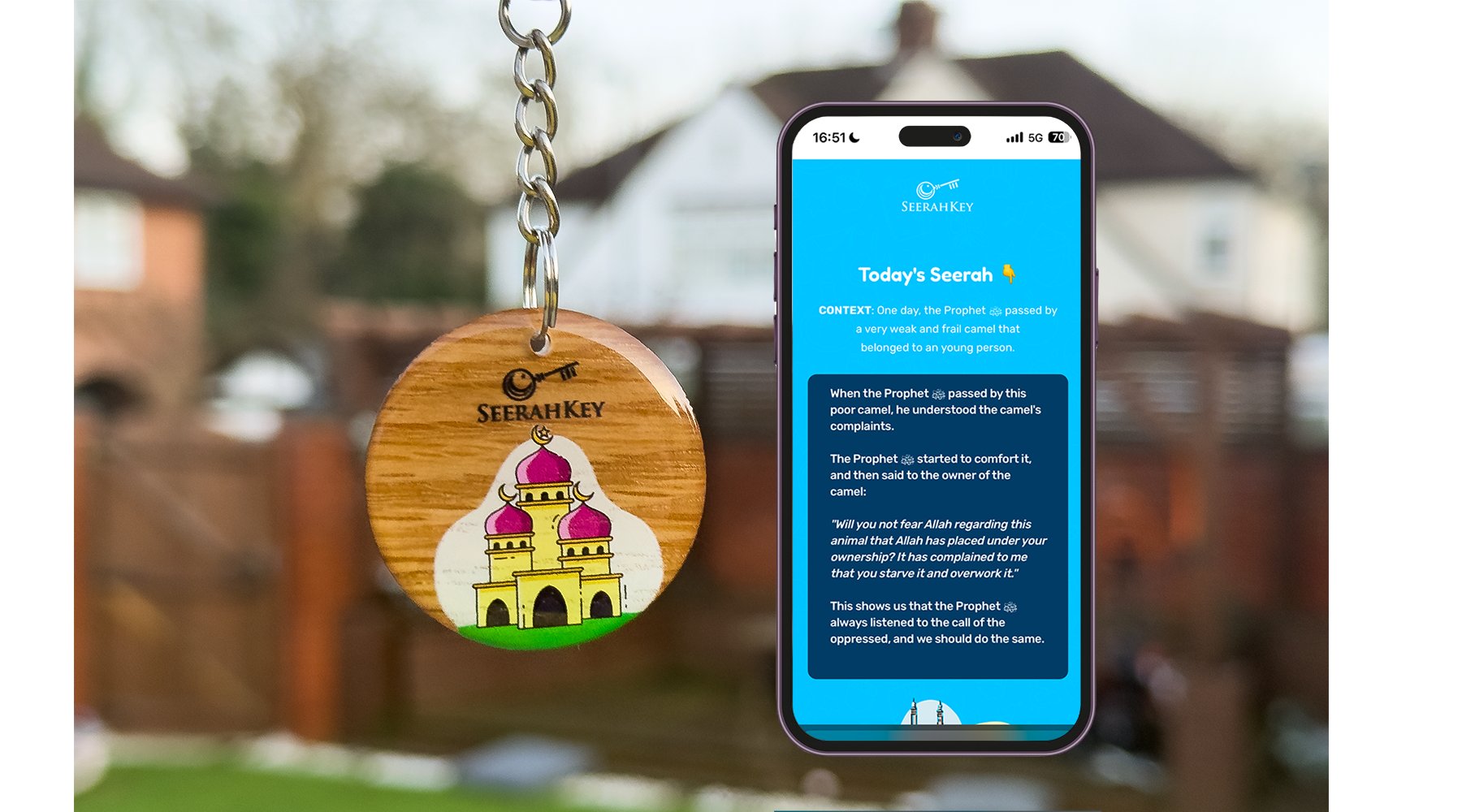 A phone showing today's Seerah from SeerahKey